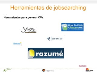 Herramientas de jobsearching
Herramientas para generar CVs




                                Mashable
 