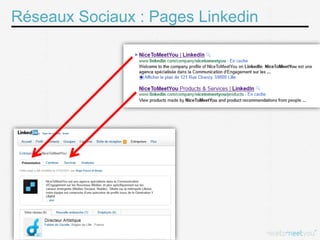 Réseaux Sociaux : Pages Linkedin
 