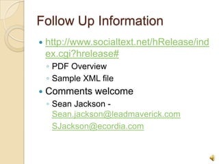 Social Media Release Xml