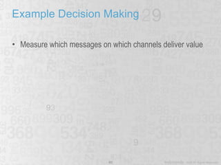 Example Decision Making Measure which messages on which channels deliver value 