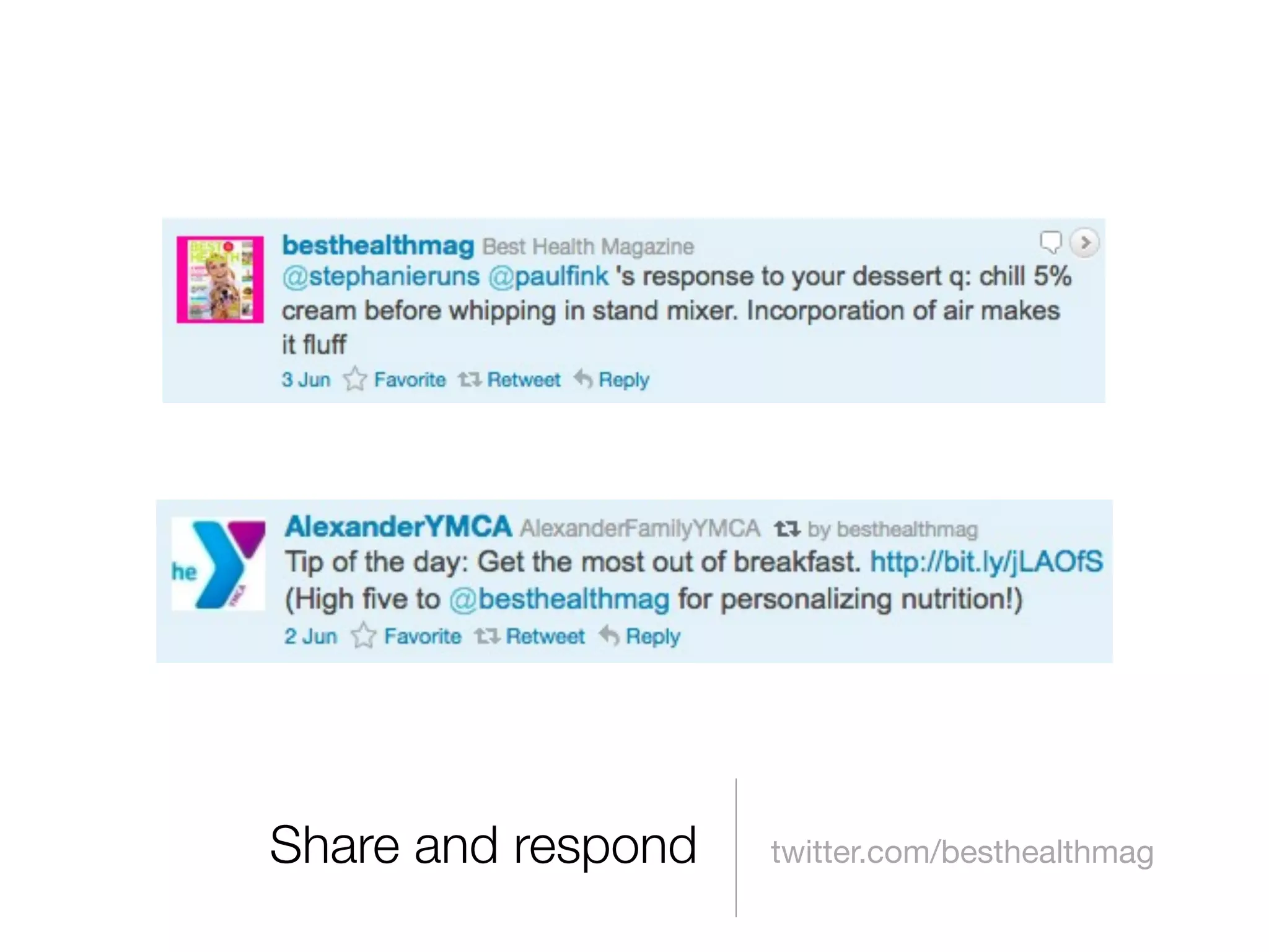 Share and respond   twitter.com/besthealthmag
 