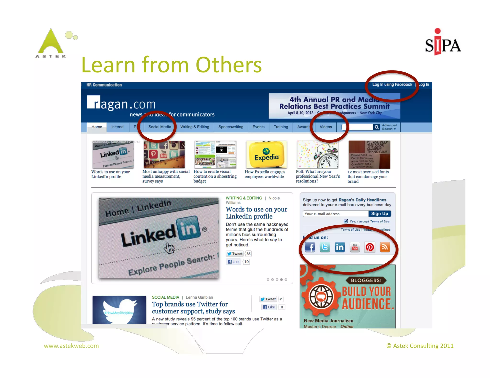 Learn	
  from	
  Others	
  




www.astekweb.com	
                        ©	
  Astek	
  Consul3ng	
  2011	
  
 