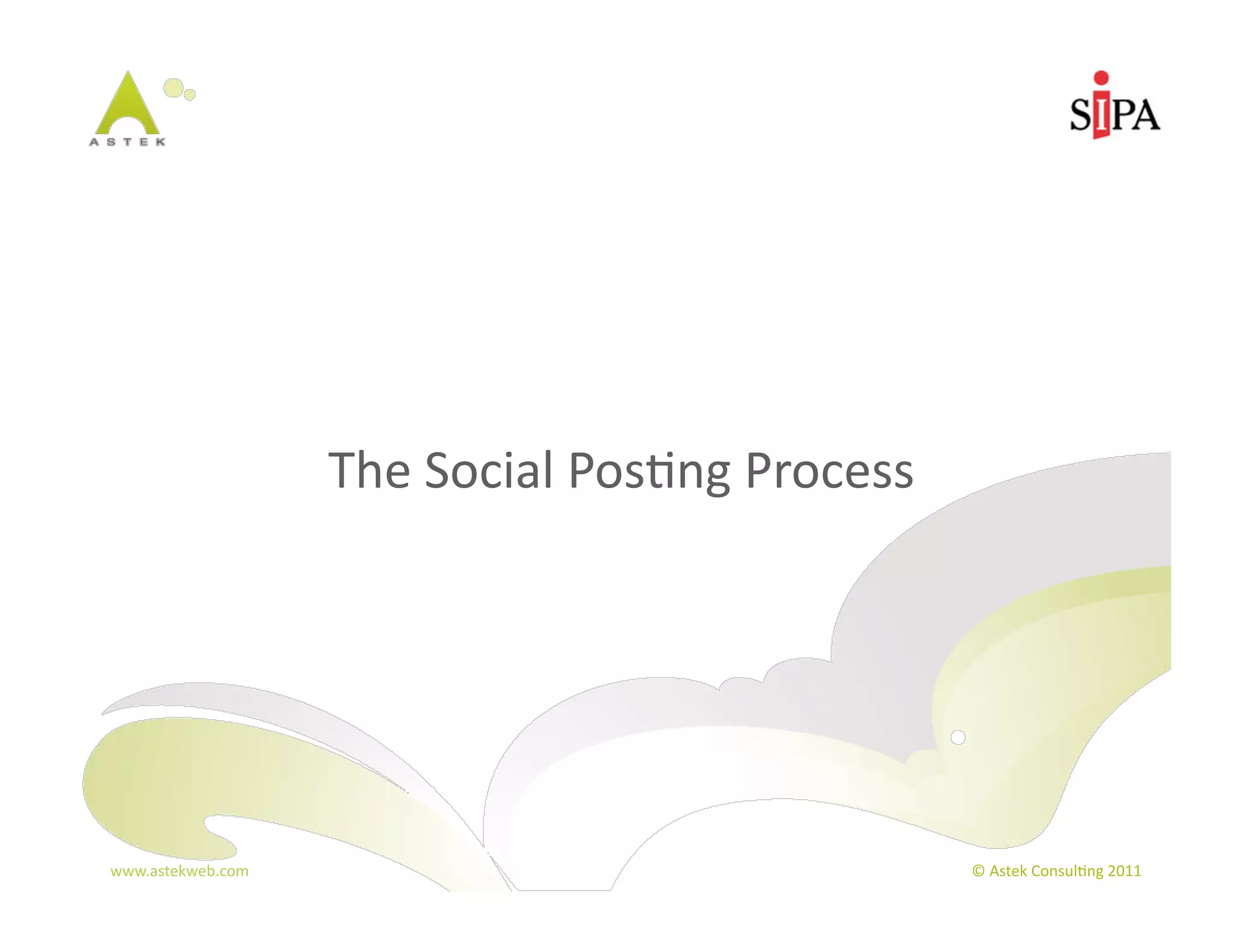 The	
  Social	
  Pos3ng	
  Process




www.astekweb.com	
                                          ©	
  Astek	
  Consul3ng	
  2011	
  
 
