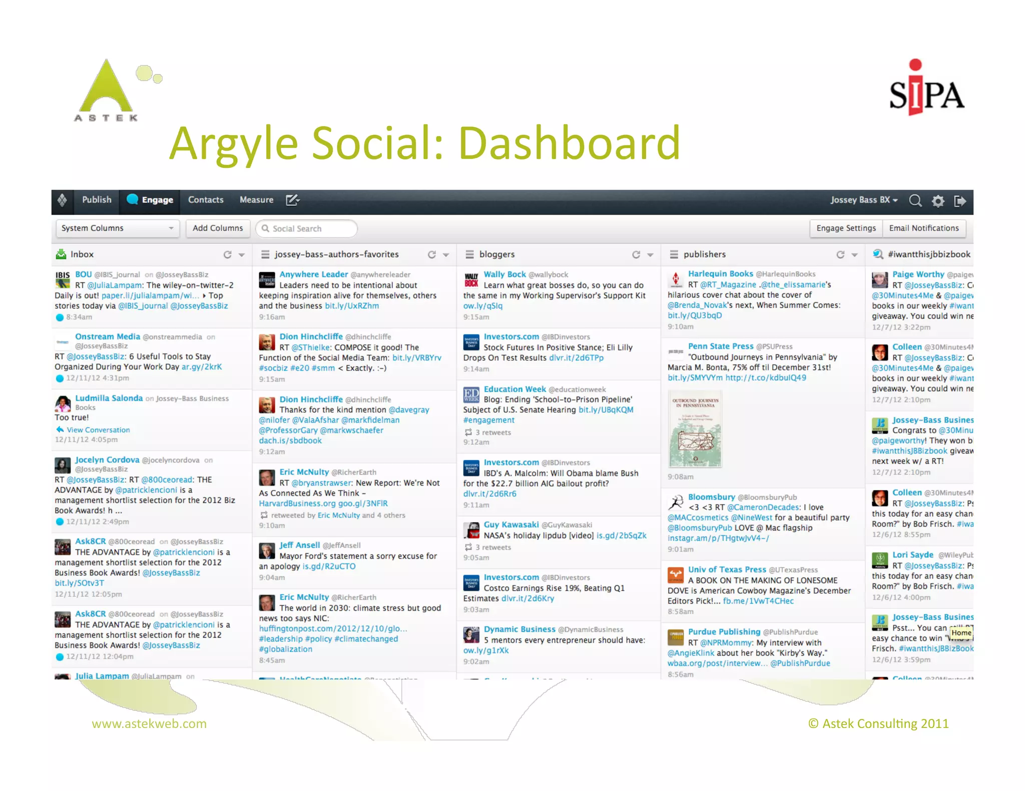 Argyle	
  Social:	
  Dashboard	
  




www.astekweb.com	
                               ©	
  Astek	
  Consul3ng	
  2011	
  
 