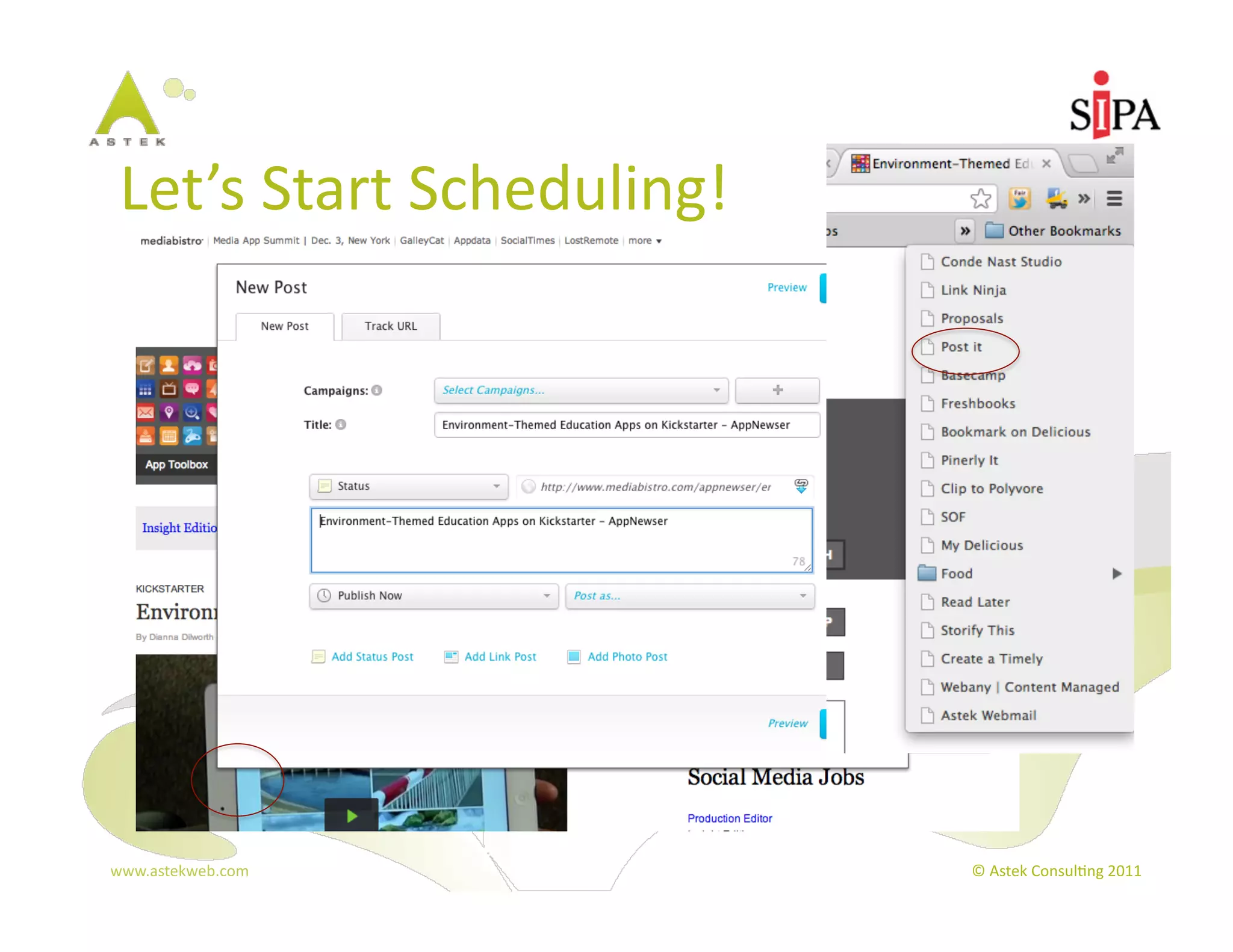 Let’s	
  Start	
  Scheduling!	
  




www.astekweb.com	
                   ©	
  Astek	
  Consul3ng	
  2011	
  
 