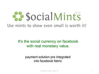 It's the social currency on facebook  with real monetary value.  payment solution pre integrated into facebook fabric 