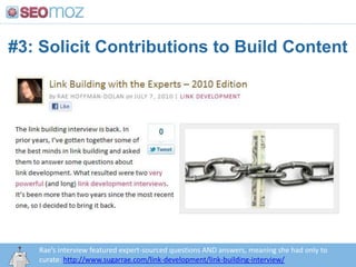 #1: Build a Social Sharing Email ListConnecting with like-minded, socially-networked friends to share and co-share content makes good sense, and can be totally white hat. You’ll learn a lot, too!http:/googleblog.blogspot.com/2010/06/our-new-search-index-caffeine.html