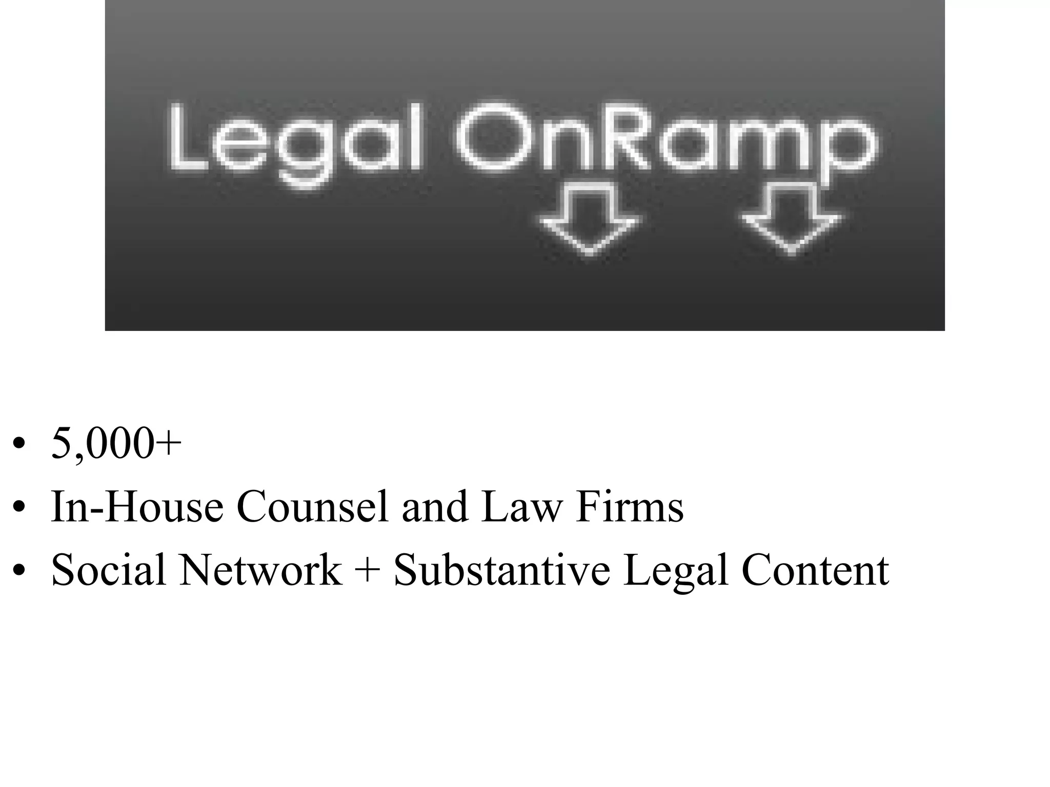 5,000+ In-House Counsel and Law Firms Social Network + Substantive Legal Content 