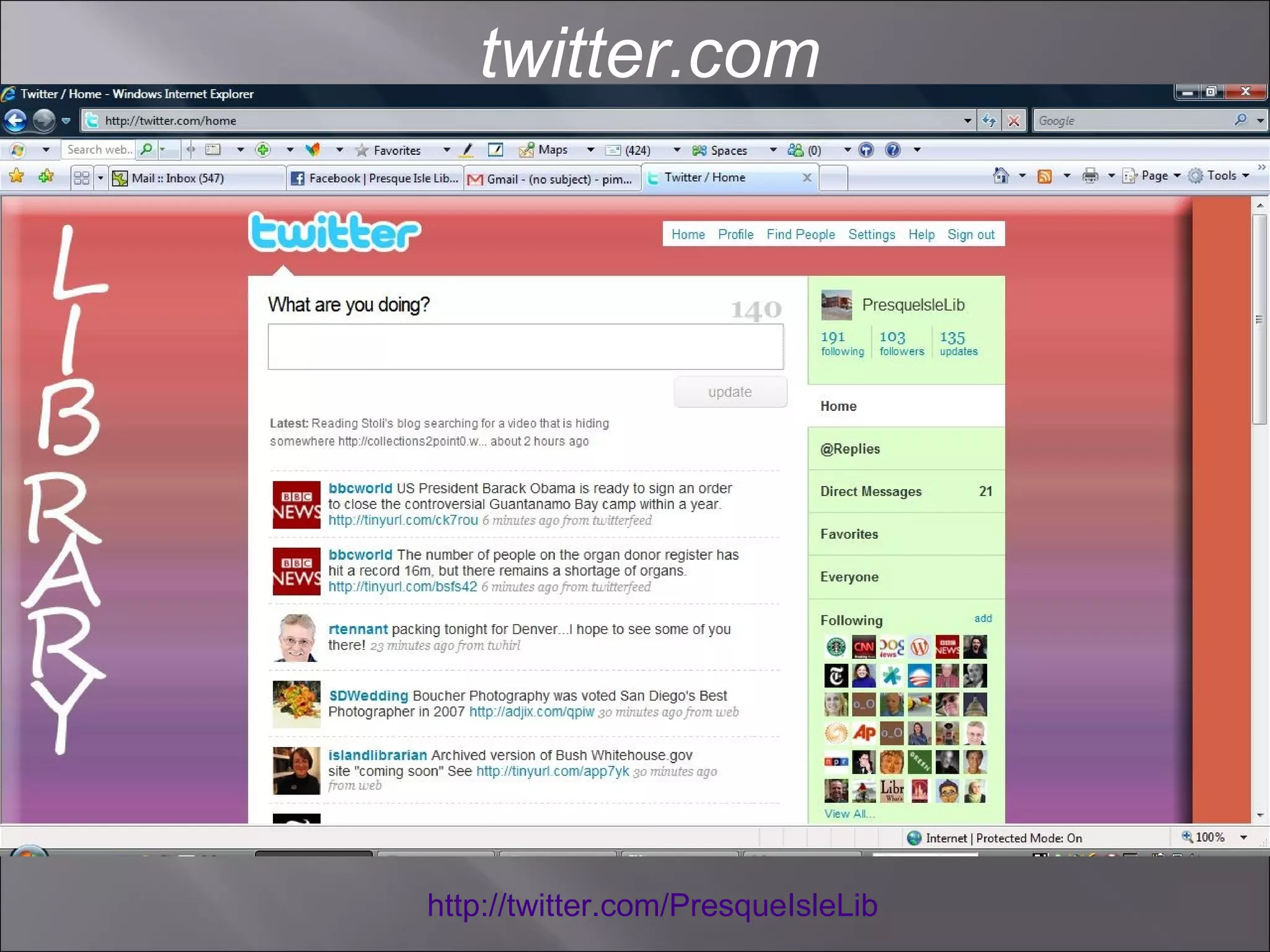 http://twitter.com/PresqueIsleLib   twitter.com 