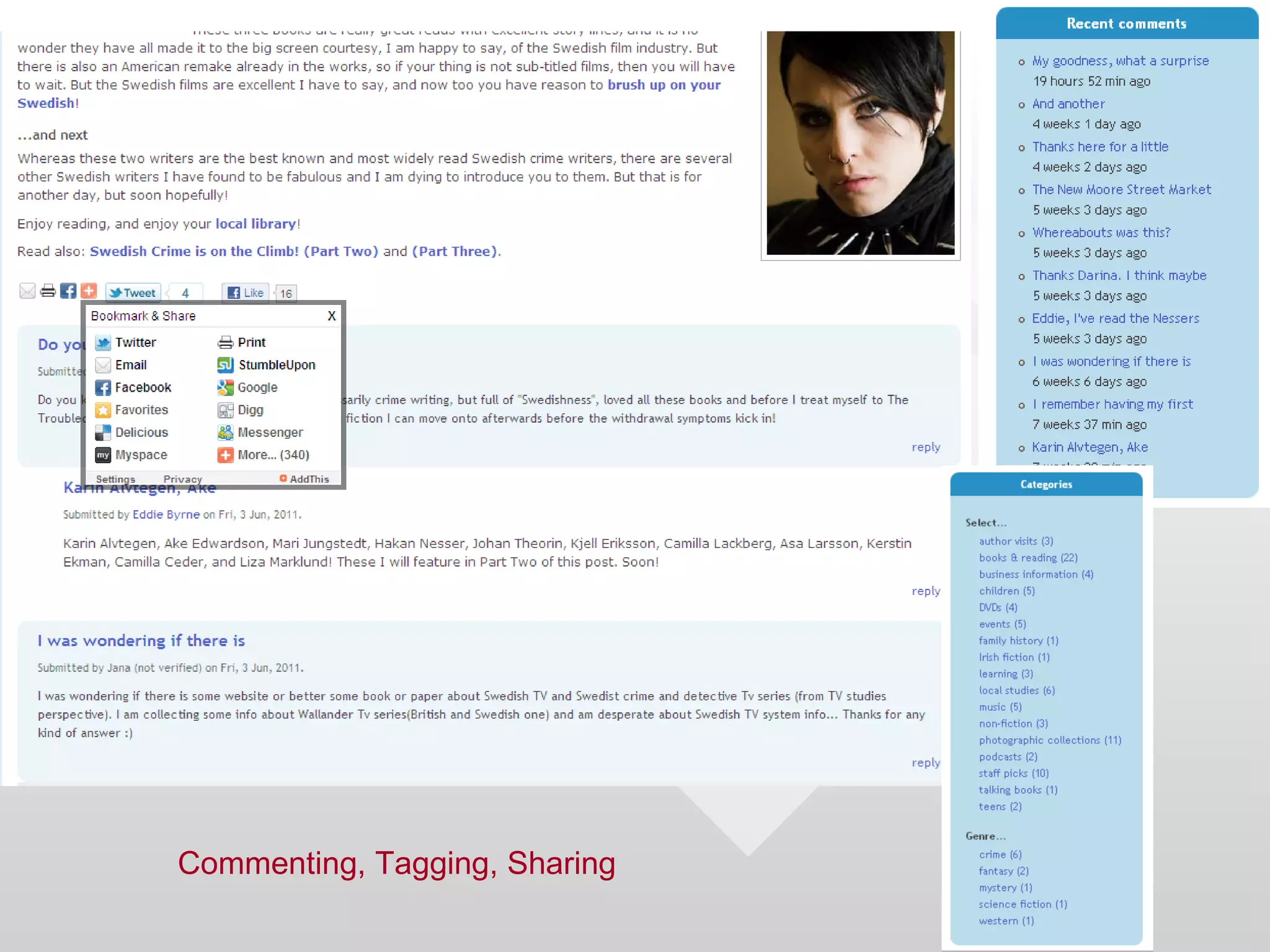 Commenting, Tagging, Sharing
 