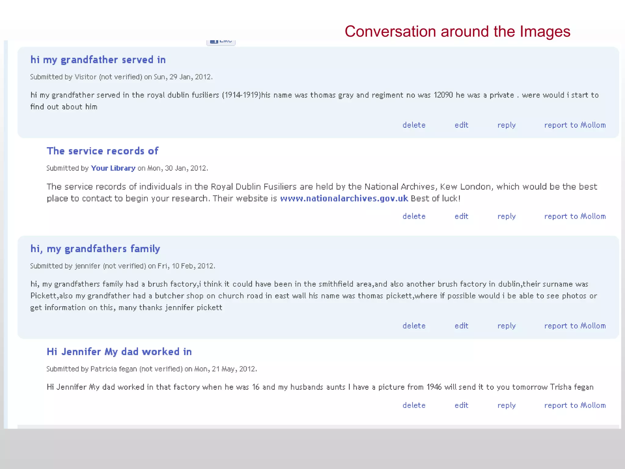 Conversation around the Images
 