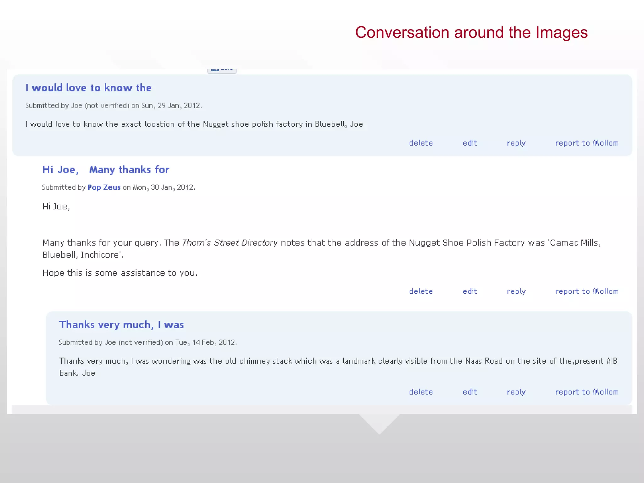 Conversation around the Images
 