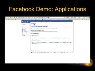 Facebook Demo: Applications 