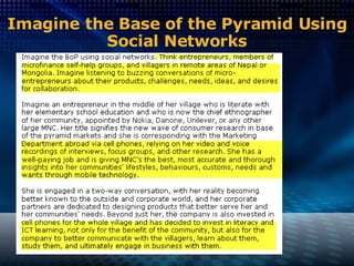 Imagine the Base of the Pyramid Using Social Networks 