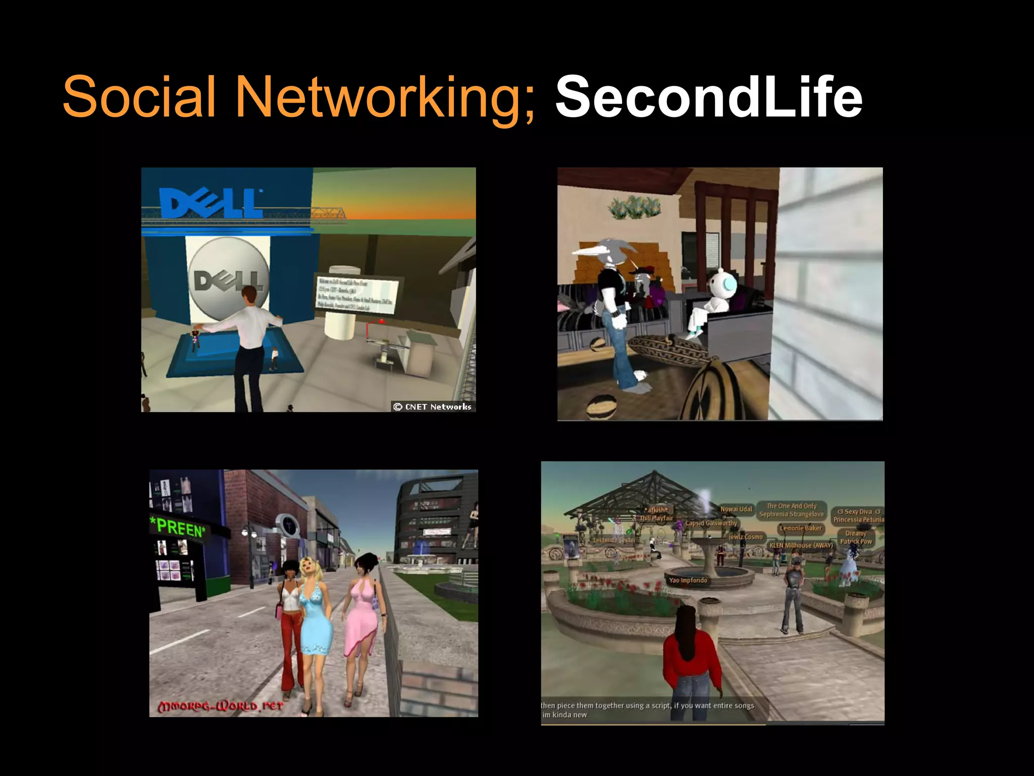 Social Networking; SecondLife
 