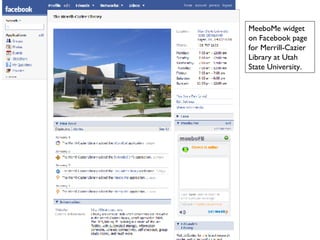 MeeboMe widget on Facebook page for Merrill-Cazier Library at Utah State University. 