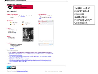 Twitter feed of recently asked reference questions at Nebraska Library Commission. 