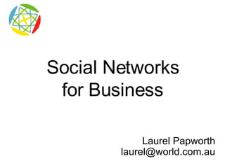 Social Networks for Business Laurel Papworth [email_address] 