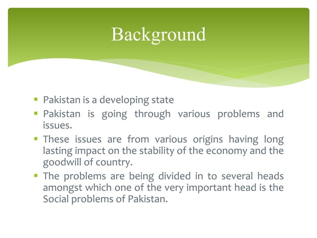 Social Problems Of Pakistan PPT