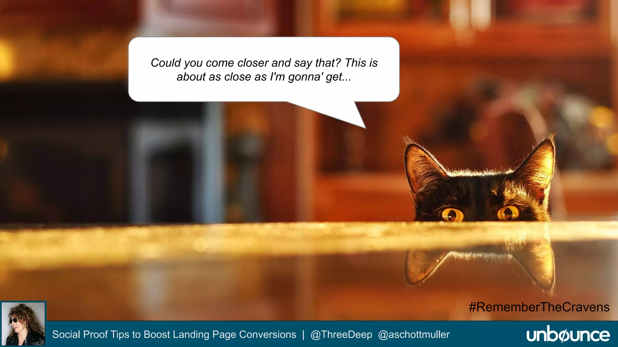 Social Proof Tips to Boost Landing Page Conversions | @ThreeDeep @aschottmuller 
#RememberTheCravens 
Could you come closer and say that? This is 
about as close as I'm gonna' get... 
 