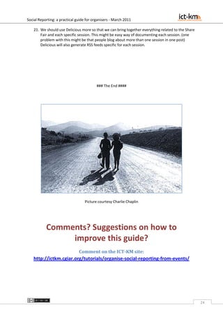 Social Reporting from  Conferences, Workshops and Other Events:  A practical guide for organisers