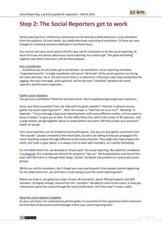 Social Reporting from  Conferences, Workshops and Other Events:  A practical guide for organisers