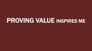 PROVING VALUE INSPIRES ME
 