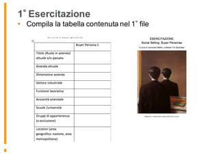 1 Esercitazione
• Compila la tabella contenuta nel 1 file
 