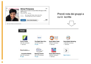 Prendi nota dei gruppi a
cui è iscritta
 