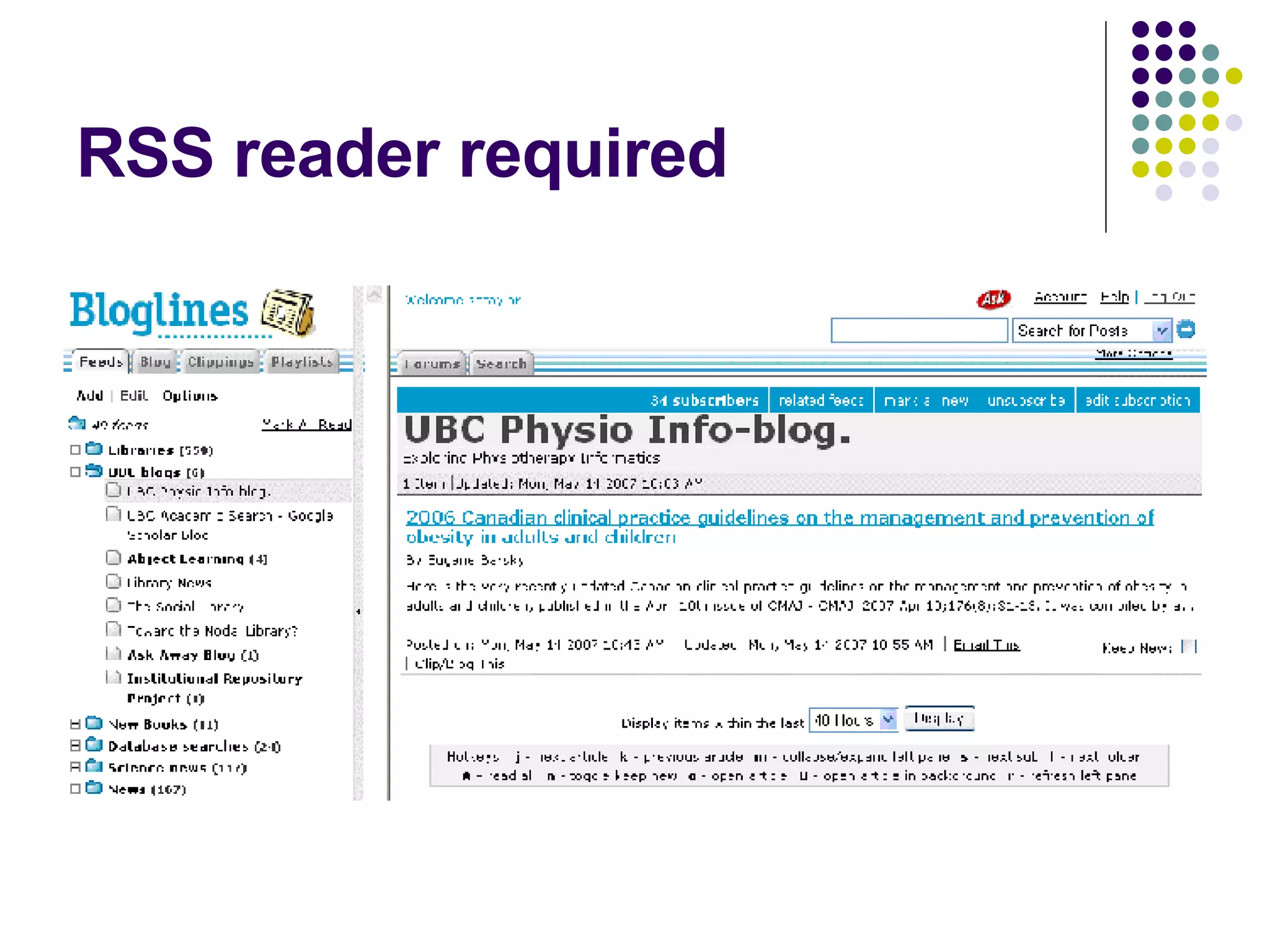RSS reader required