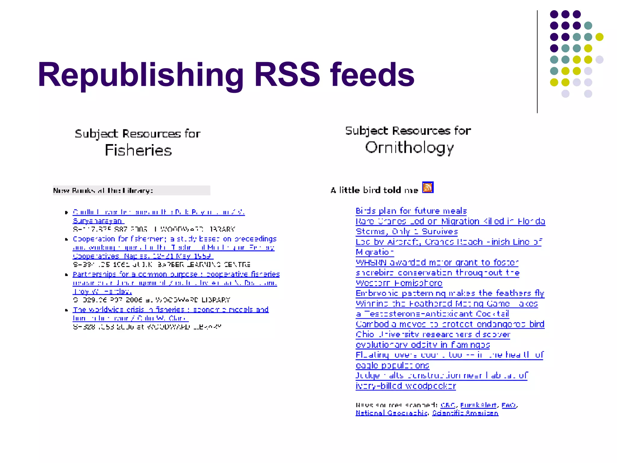 Republishing RSS feeds