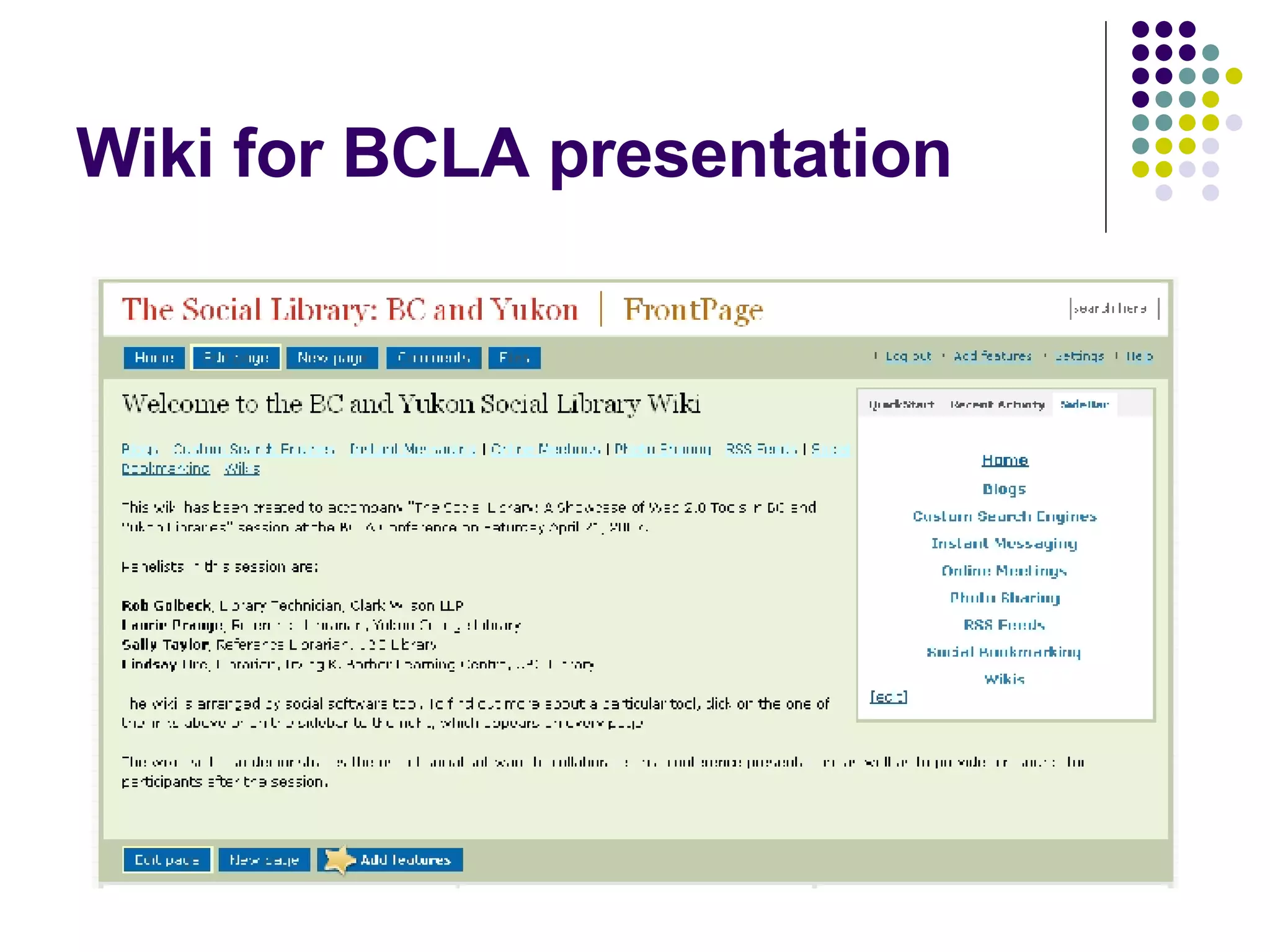 Wiki for BCLA presentation