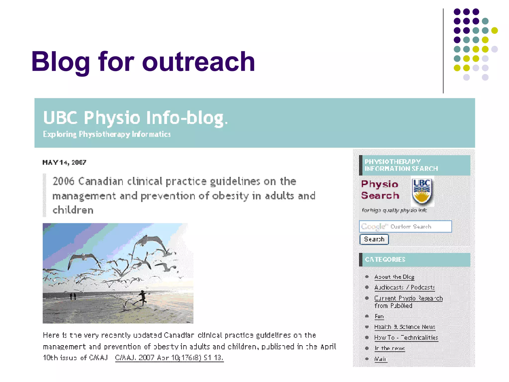 Blog for outreach