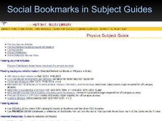 Social Bookmarks in Subject Guides 