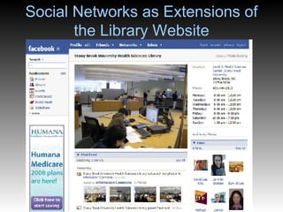 Social Networks as Extensions of the Library Website 