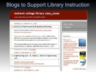 Blogs to Support Library Instruction 