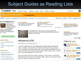 Subject Guides as Reading Lists 