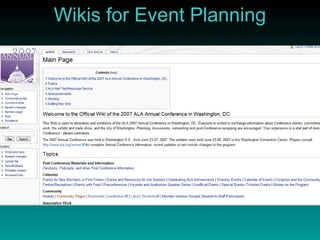 Wikis for Event Planning 