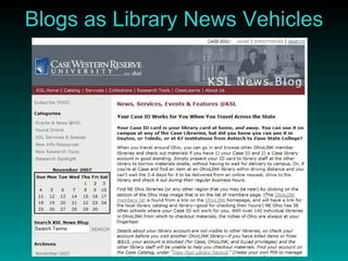 Blogs as Library News Vehicles 