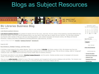 Blogs as Subject Resources 