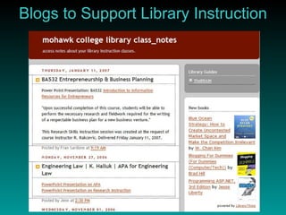 Blogs to Support Library Instruction 