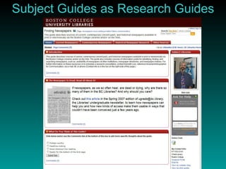 Subject Guides as Research Guides 