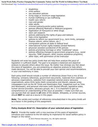 Social Work Policy Practice Changing Our Community Nation and the World ...