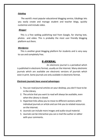 Educational Blog Examples Pdf E-RESOURCES | PDF