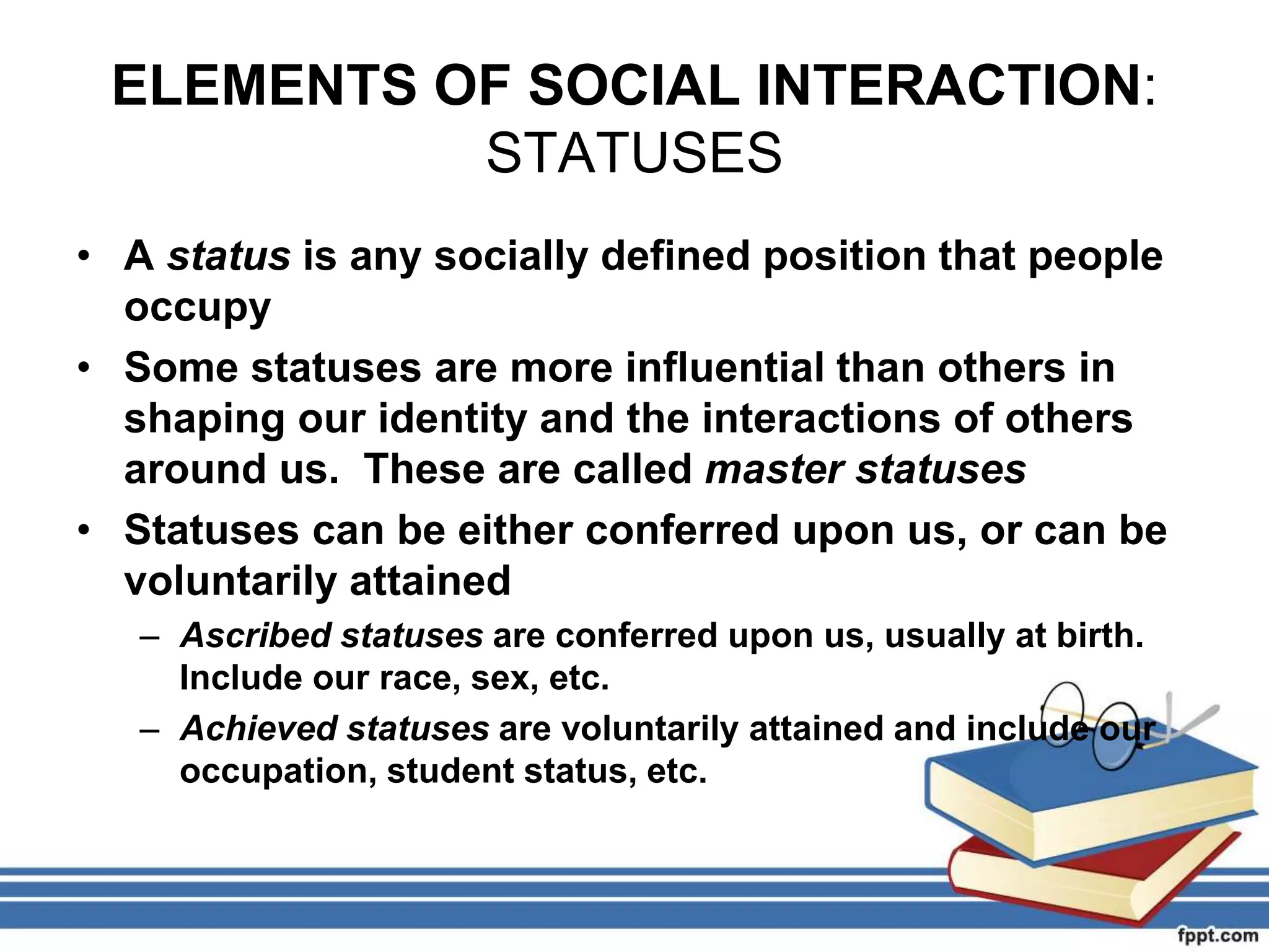 Social Statuses Examples Social action and interaction | PPTX