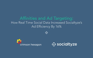 Affinities and Ad Targeting:
How Real Time Social Data Increased Socialtyze’s
Ad Efficiency By 16%
 