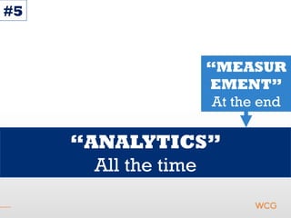 #5


                 “MEASUR
                 EMENT”
                  At the end

     “ANALYTICS”
       All the time
 