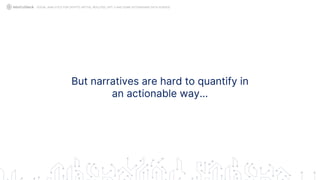 But narratives are hard to quantify in
an actionable way…
SOCIAL ANALYTICS FOR CRYPTO: MYTHS, REALITIES, GPT-3 AND SOME ASTONISHING DATA SCIENCE
 