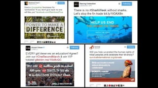 What else makes an effective post?
@Mention and no more than 3 hashtags.
Pictures and video get 50% more engagement.
 