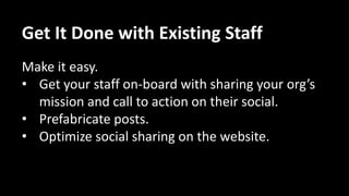 Get It Done with Consultants
A team of two consultants can take on the work of
one full-time social media manager.
 